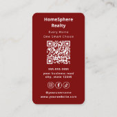 Luxury Realtor Real Estate Agent Broker Deep Red Visitenkarte (Rückseite)