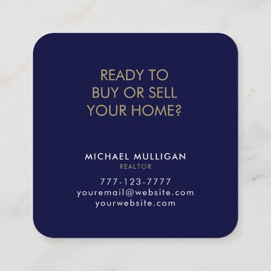 Luxury Realtor Square Business Card Quadratische Visitenkarte (Rückseite)