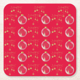 Luxury Red and Gold Bauble Christmas Rechteckiger Pappuntersetzer