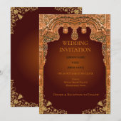 Luxury Red and Gold Wedding Invitation Einladung (Vorne/Hinten)