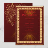 Luxury Red and Gold Wedding Invitation  Einladung (Vorne/Hinten)