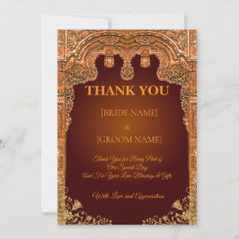 Luxury Red and Gold Wedding Thank You Card Dankeskarte