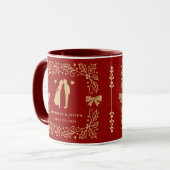 Luxury Red & Antique-Gold Custom Wedding Tasse (Vorderseite Links)