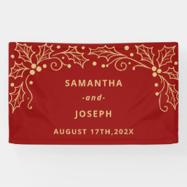 Luxury Red & Antique-Gold Wedding Banner