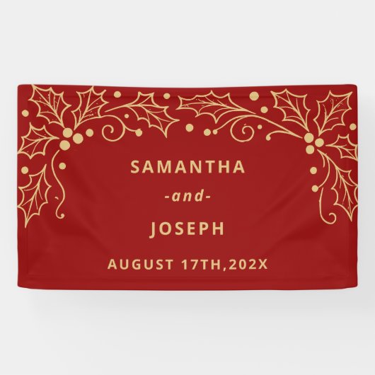 Luxury Red & Antique-Gold Wedding Banner (Horizontal)