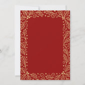 Luxury Red & Antique-Gold Wedding Einladung (Rückseite)