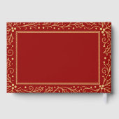 Luxury Red & Antique-Gold Wedding Gästebuch (Rückseite)