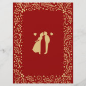 Luxury Red & Antique-Gold Wedding Menu Card Menükarte (Rückseite)
