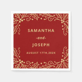 Luxury Red & Antique-Gold Wedding Serviette