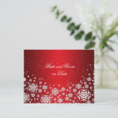 Luxury Red Christmas Spirit Rette Dattelkarte Ankündigungspostkarte (Stehend Vorderseite)