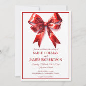 Luxury Red Coquette Ribbon Bow Hochzeit Einladung (Vorderseite)