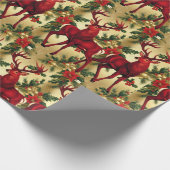 Luxury Red Deer Moose Gold Snow Merry Xmas Muster Geschenkpapier (Ecke)