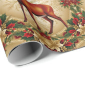 Luxury Red Deer Moose Gold Snow Merry Xmas Muster Geschenkpapier (Rolleneckpunkt)