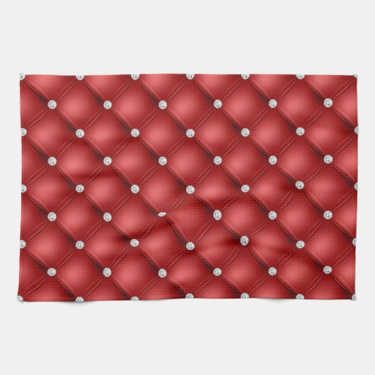 Luxury Red Diamond gepolstertes Muster Geschirrtuch (Horizontal)