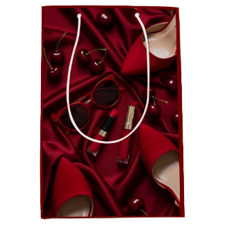 Luxury Red Fashion Gift Bag Mittlere Geschenktüte