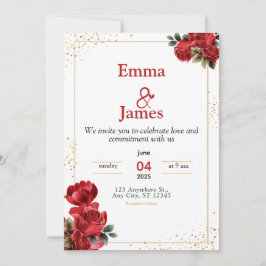 Luxury Red Floral Wedding Invitation Einladung