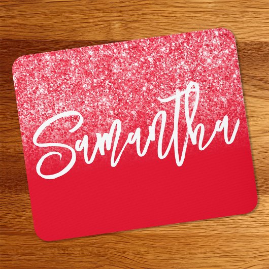 Luxury Red Glitzer Ombre Personalisiert Mousepad