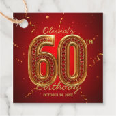 Luxury Red & Gold Glitter Ruby Jewel 60th Birthday Geschenkanhänger (Vorderseite)
