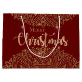 Luxury Red Gold Mandala Elegant Frohe Weihnachten Große Geschenktüte (Rückseite)