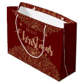 Luxury Red Gold Mandala Elegant Frohe Weihnachten Große Geschenktüte (Rückseite Schrägansicht)