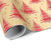 Luxury Red Gold Weihnachtsbaum Muster Geschenkpapier (Rolleneckpunkt)