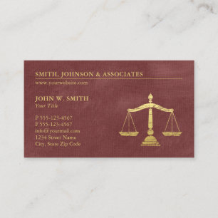 Luxury Red Lawyer Scales of Justice Ernennung Terminkarte