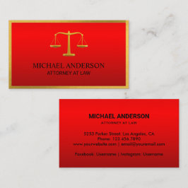 Luxury Red Lawyer Scales of Justice Gold Effekt Visitenkarte