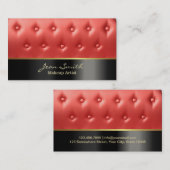 Luxury Red Leather Upholstered Makeup Artist Visitenkarte (Vorne/Hinten)