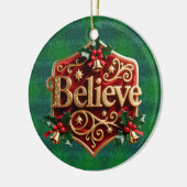 Luxury Red Velvet Gold Christmas ( Believe ) Keramik Ornament (Links)