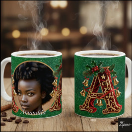 Luxury Red Velvet Gold Christmas Letter A Kaffeetasse