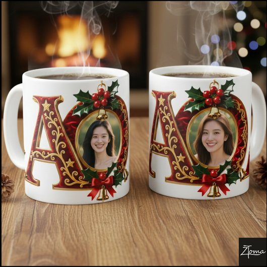 Luxury Red Velvet Gold Christmas Letter A Kaffeetasse