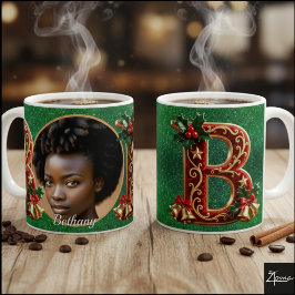 Luxury Red Velvet Gold Christmas Letter B Kaffeetasse