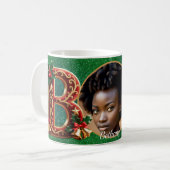 Luxury Red Velvet Gold Christmas Letter B Kaffeetasse (Vorderseite Links)