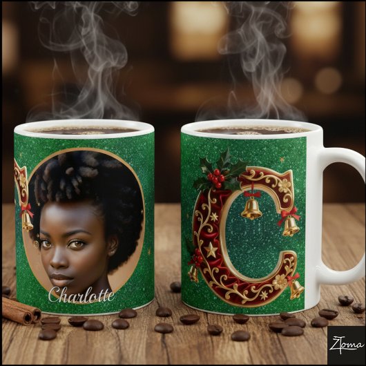 Luxury Red Velvet Gold Christmas Letter C Kaffeetasse