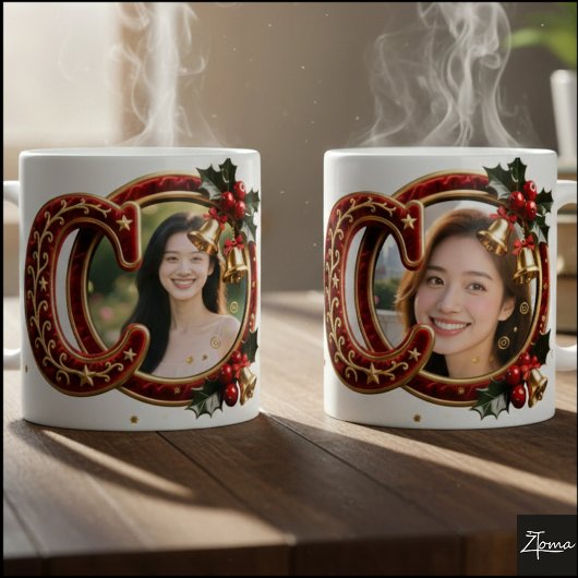 Luxury Red Velvet Gold Christmas Letter c Kaffeetasse