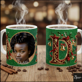 Luxury Red Velvet Gold Christmas Letter D Kaffeetasse