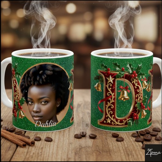 Luxury Red Velvet Gold Christmas Letter D Kaffeetasse