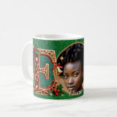 Luxury Red Velvet Gold Christmas Letter E Kaffeetasse (Vorderseite Links)