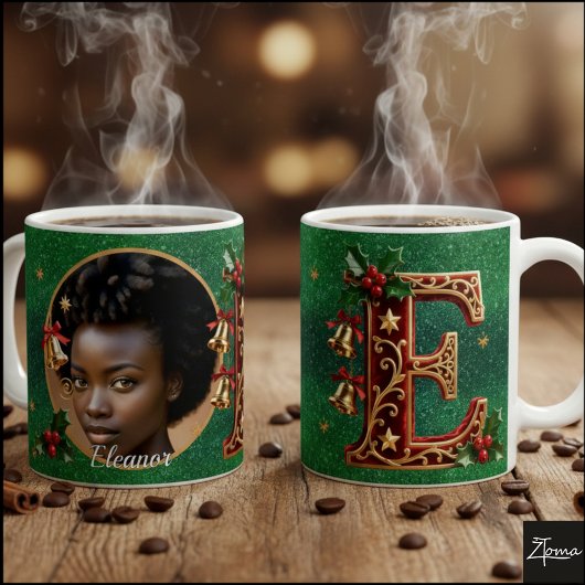 Luxury Red Velvet Gold Christmas Letter E Kaffeetasse