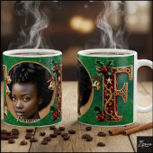 Luxury Red Velvet Gold Christmas Letter F Kaffeetasse