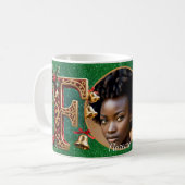 Luxury Red Velvet Gold Christmas Letter F Kaffeetasse (Vorderseite Links)