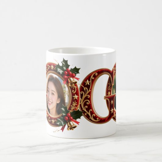 Luxury Red Velvet Gold Christmas Letter G Kaffeetasse (Mittel)
