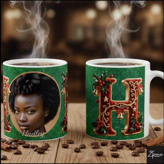 Luxury Red Velvet Gold Christmas Letter H Kaffeetasse