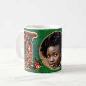Luxury Red Velvet Gold Christmas Letter I Kaffeetasse (Vorderseite Links)