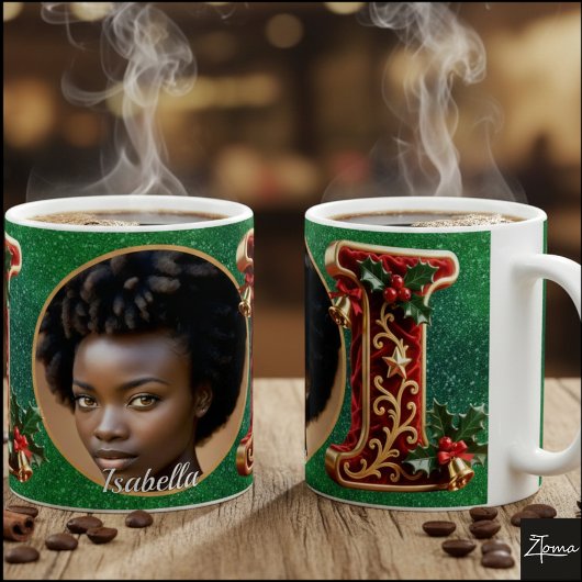 Luxury Red Velvet Gold Christmas Letter I Kaffeetasse