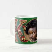 Luxury Red Velvet Gold Christmas Letter K Kaffeetasse (Vorderseite Links)