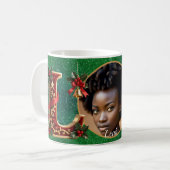 Luxury Red Velvet Gold Christmas Letter L Kaffeetasse (Vorderseite Links)