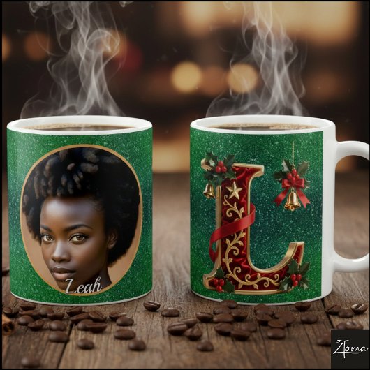 Luxury Red Velvet Gold Christmas Letter L Kaffeetasse