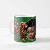 Luxury Red Velvet Gold Christmas Letter M Kaffeetasse (Vorderseite Links)