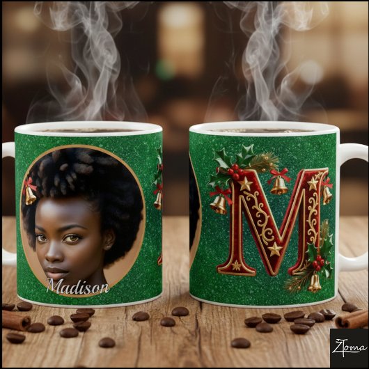 Luxury Red Velvet Gold Christmas Letter M Kaffeetasse